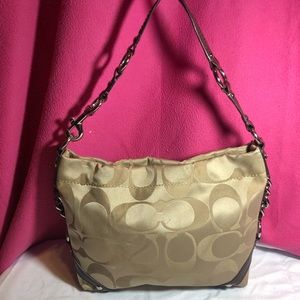 Coach Carly Khaki Sateen Hobo Purse Authentic